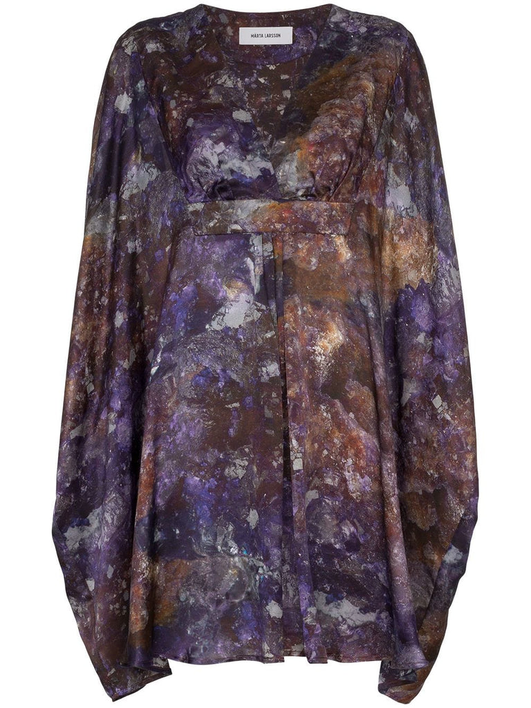 amethyst printed silk kaftan dress