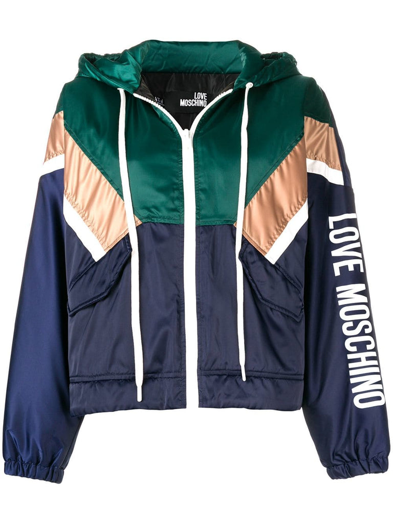 hooded colour block jacket