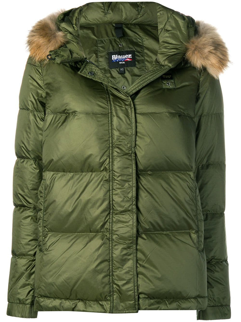 fur hood trim puffer jacket