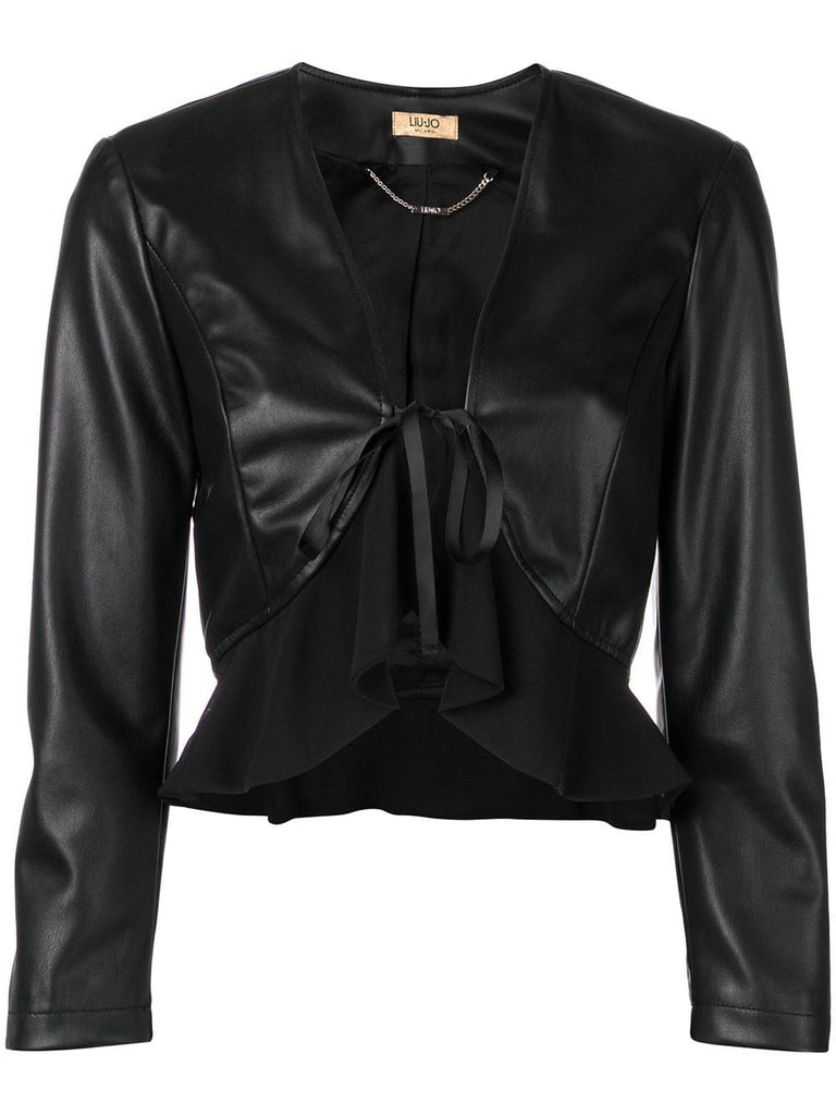 faux leather cropped jacket