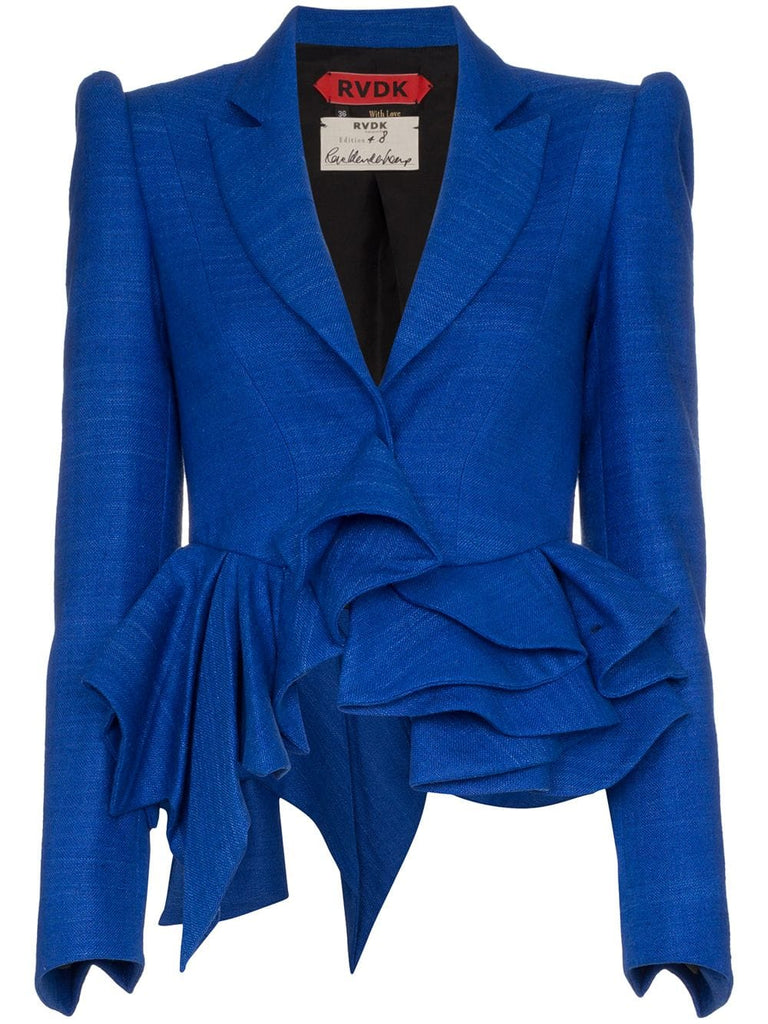 ruffle peplum silk blazer