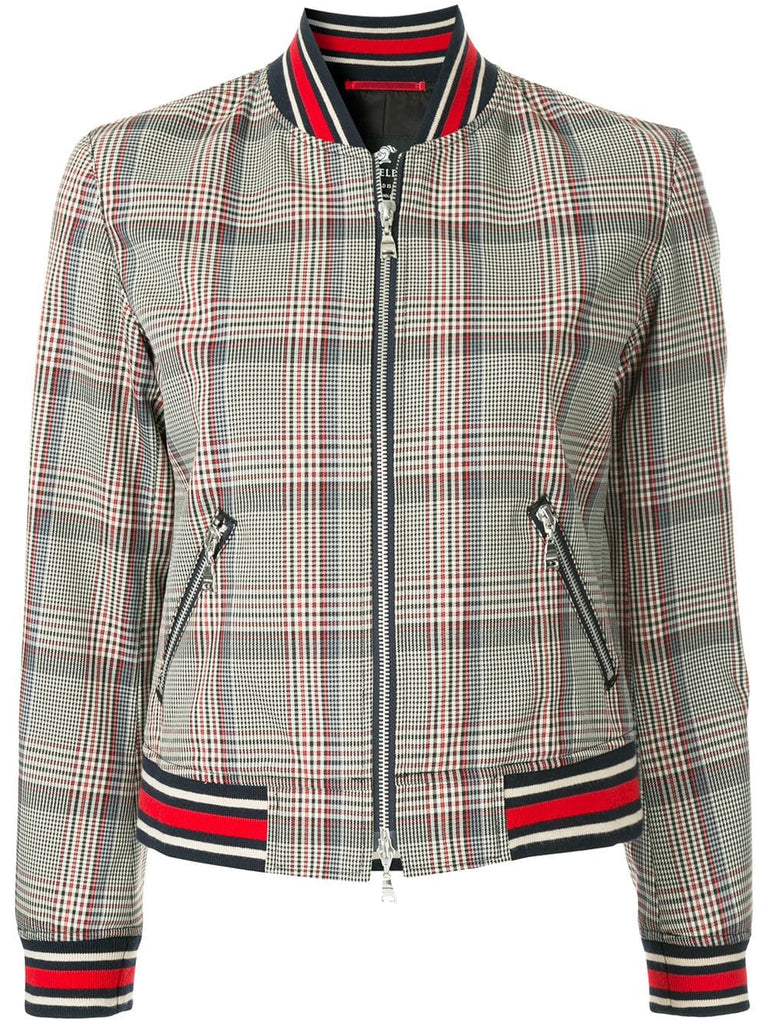 checked bomber jacket