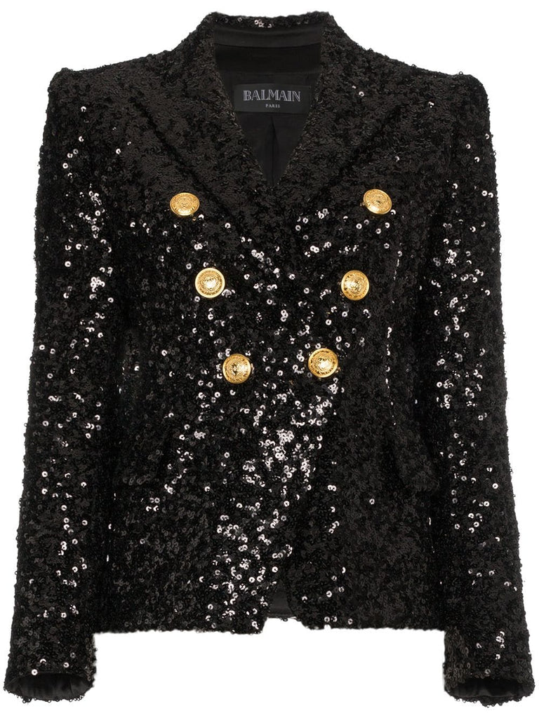 Double breasted sequin blazer