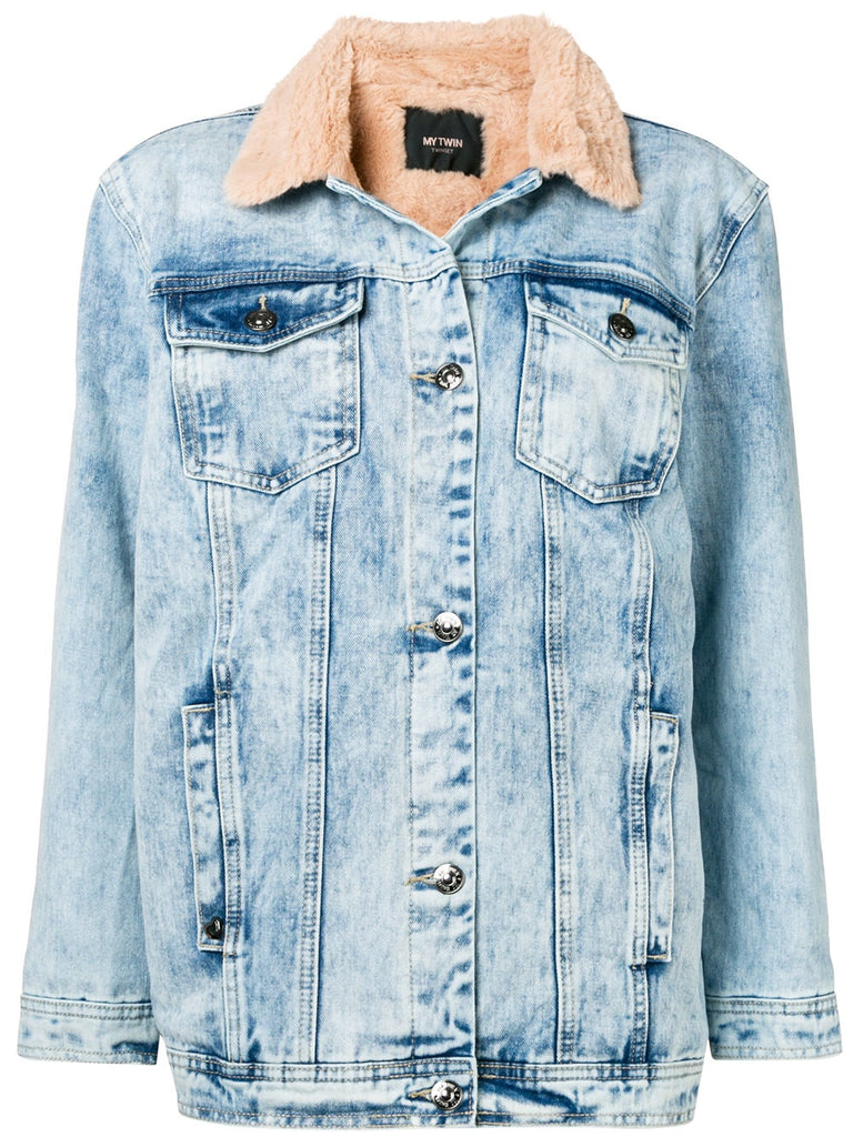 contrast-collar denim jacket