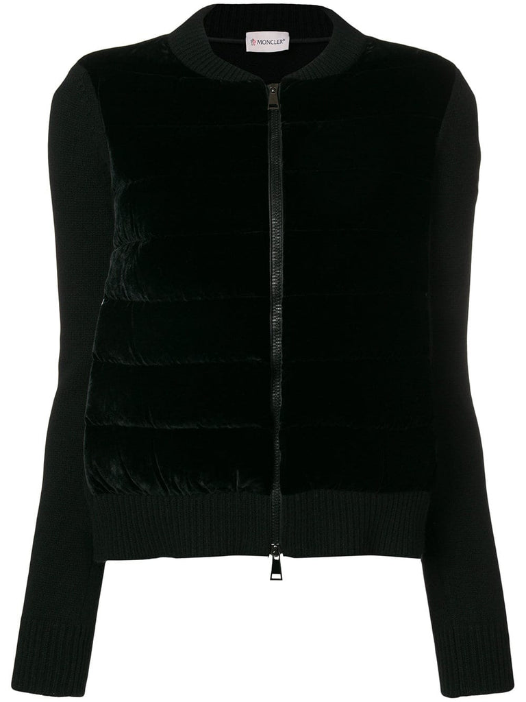 velvet front knitted jacket