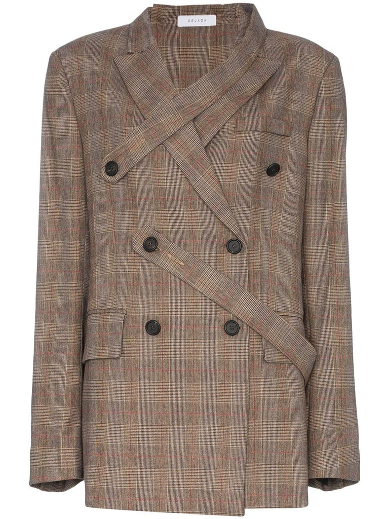 Checked Double-Breasted Wool-Blend Blazer