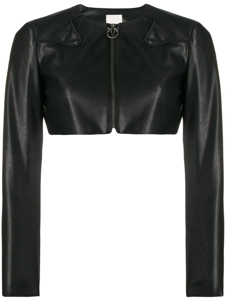 cropped faux leather jacket