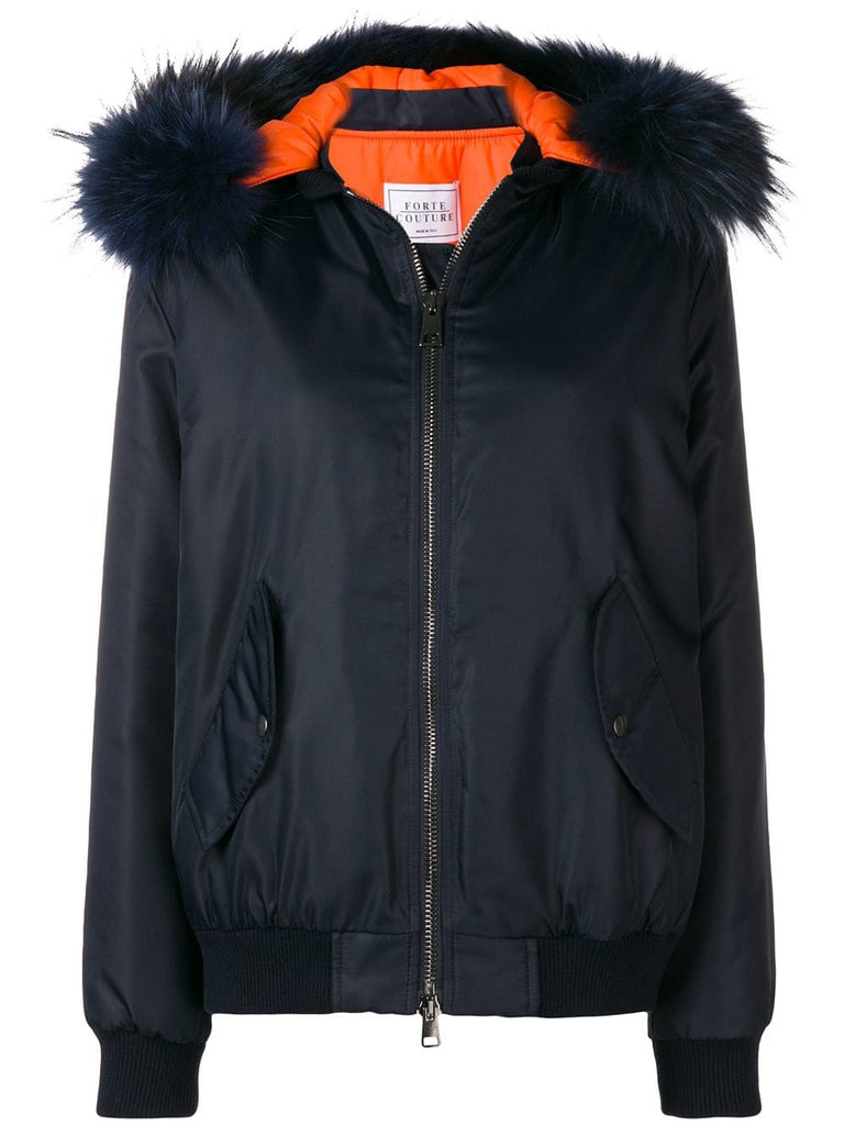 fur hood zipped jacket