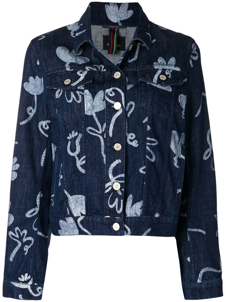 artistic printed denim jacket