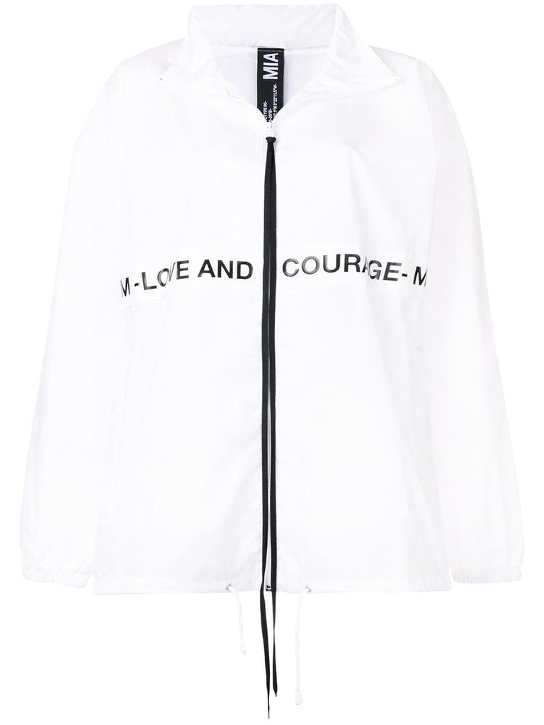 slogan print oversized sports jacket