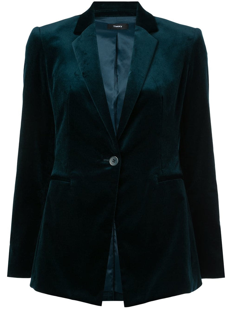 single breasted velvet blazer