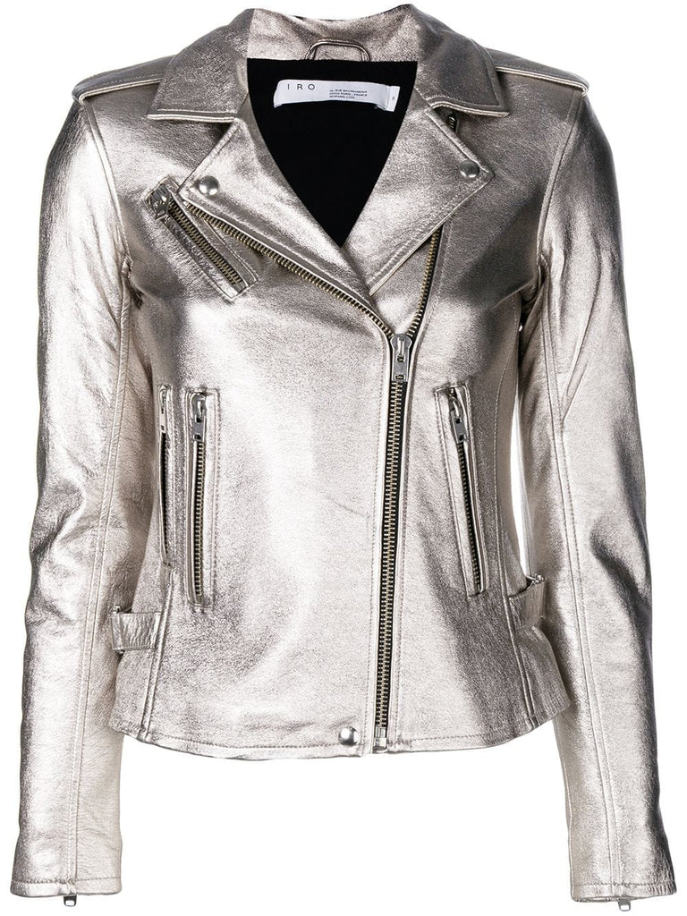 metallic biker jacket