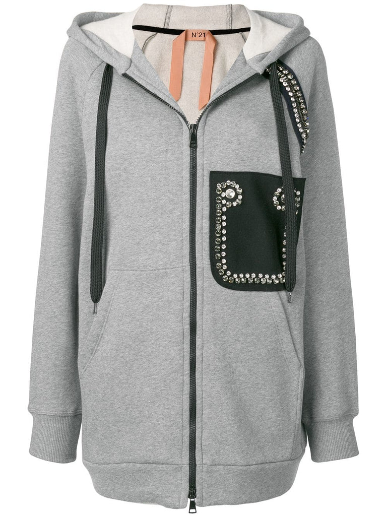 zip-up hooded oversized jacket