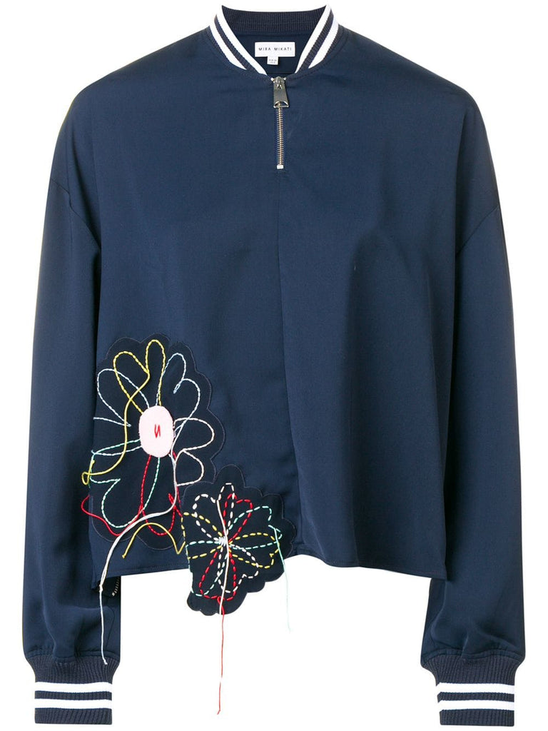 floral applique bomber jacket