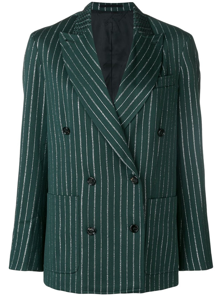 striped double-breasted blazer