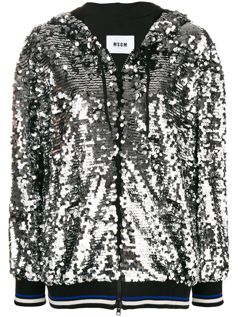 sequin hooded jacket