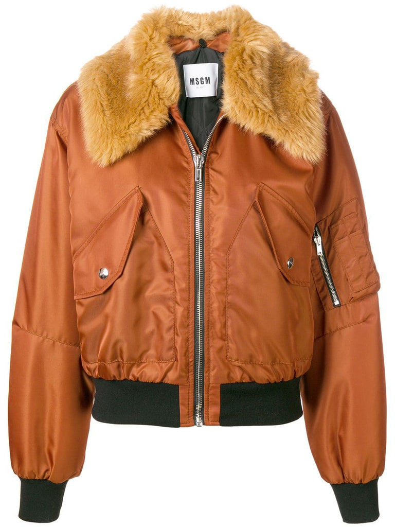 faux fur trim bomber