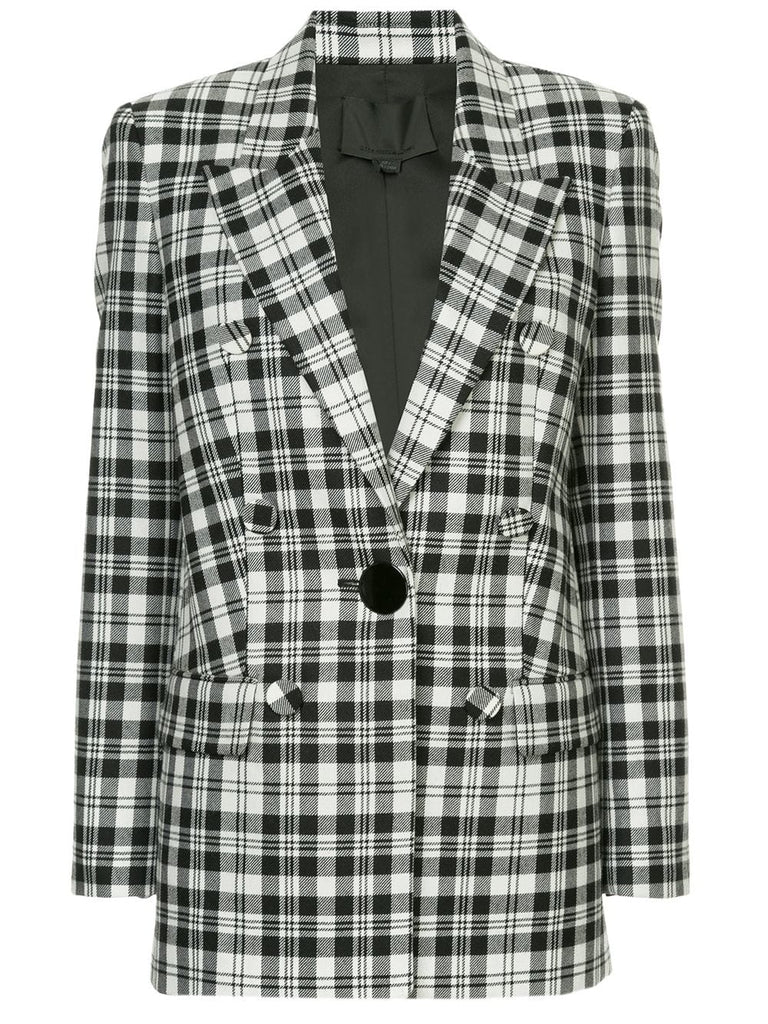 single breasted plaid blazer