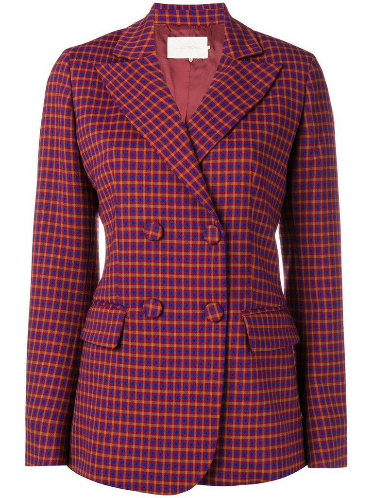 double breasted check blazer