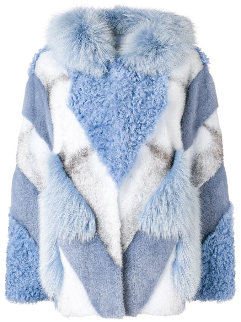 fur mix hooded jacket