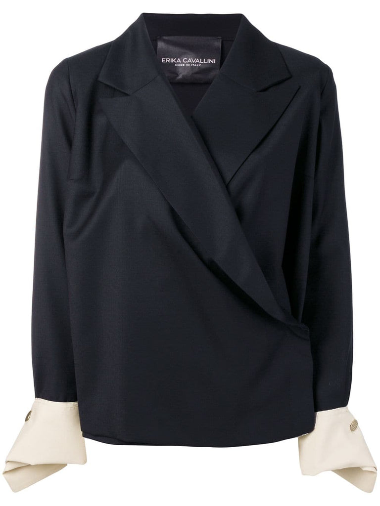 contrast cuff oversized blazer