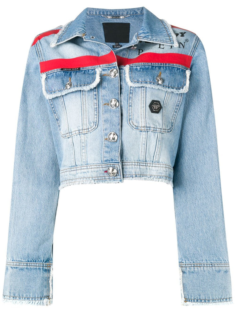 Philipp Plein X Playboy stripe denim jacket