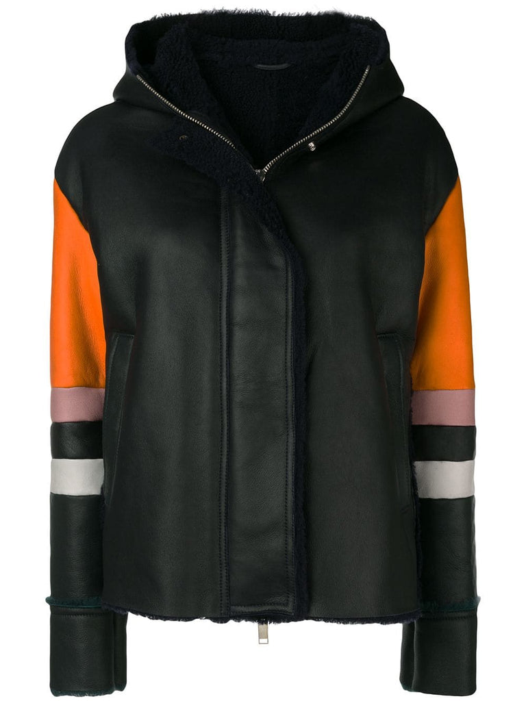 colour block hooded jacket