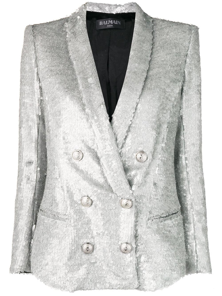 double breasted sequinned blazer