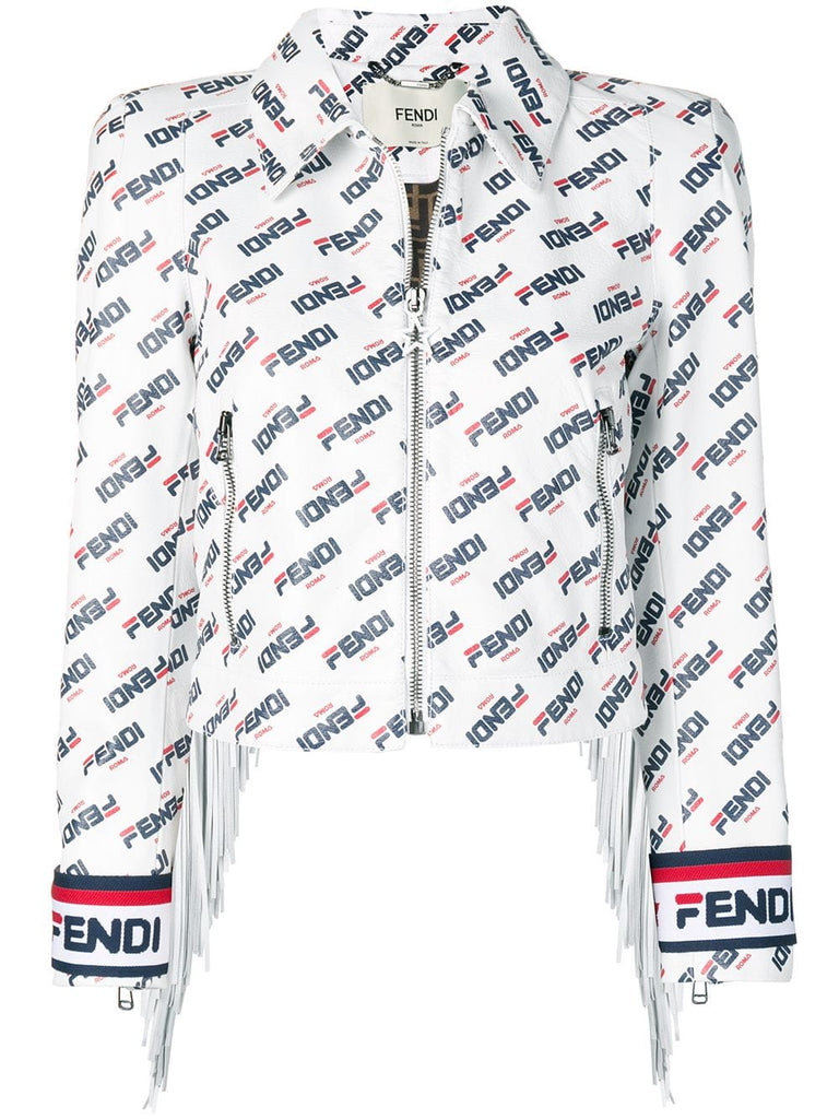 cropped Fendi x Fila leather jacket