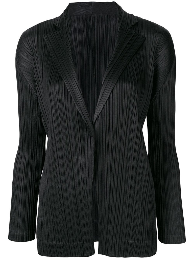 pleated single-breasted blazer