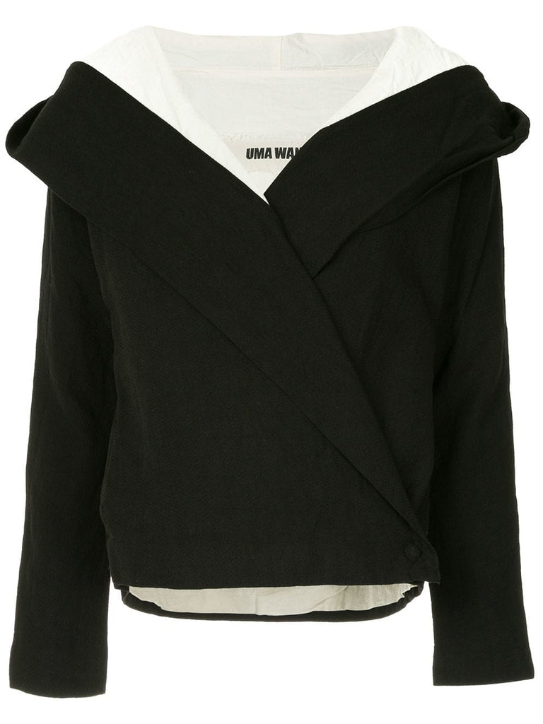 contrast lining hooded jacket