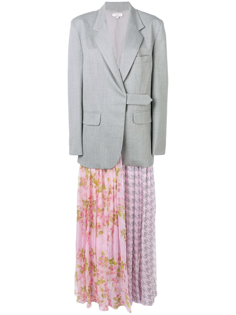 printed pleated skirt blazer