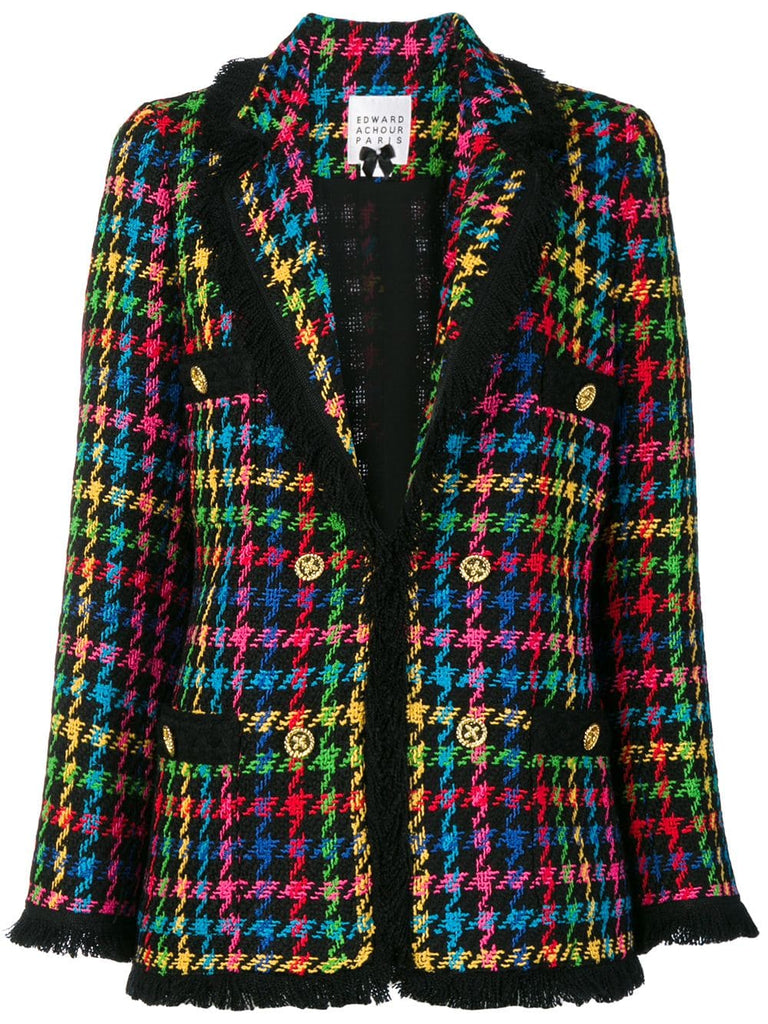 checked double breasted blazer