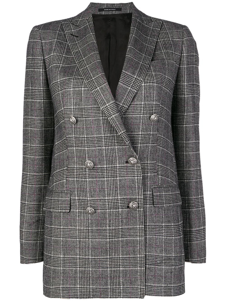 checked double-breasted blazer