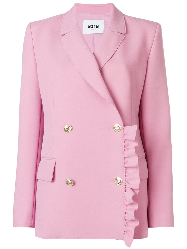 ruffle trim crepe blazer