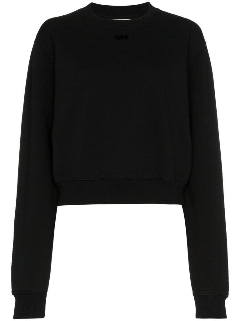 arrow applique cotton cropped sweatshirt