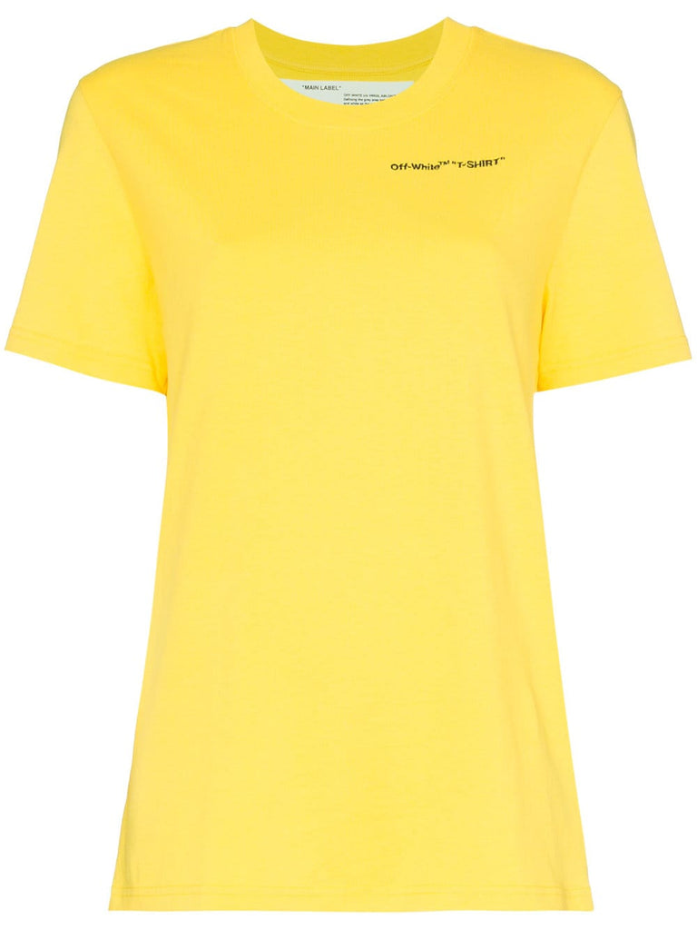 yellow logo embroidered short sleeve cotton t shirt