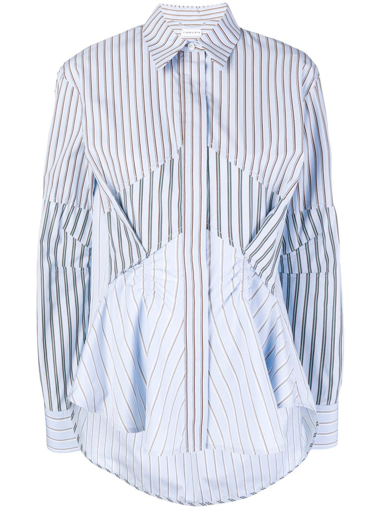 striped pleated front shirt