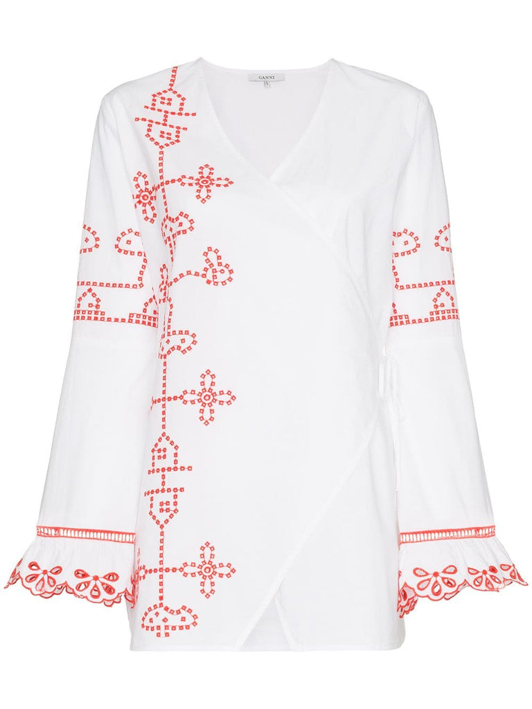 peony embroidered tunic top