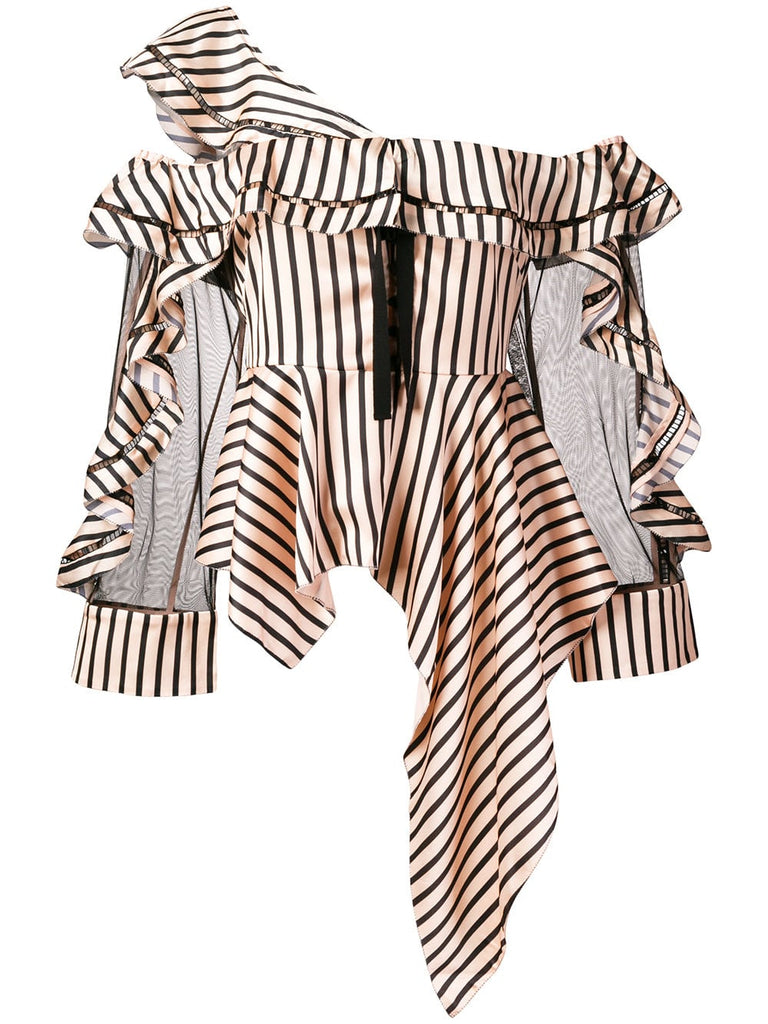 asymmetric striped blouse