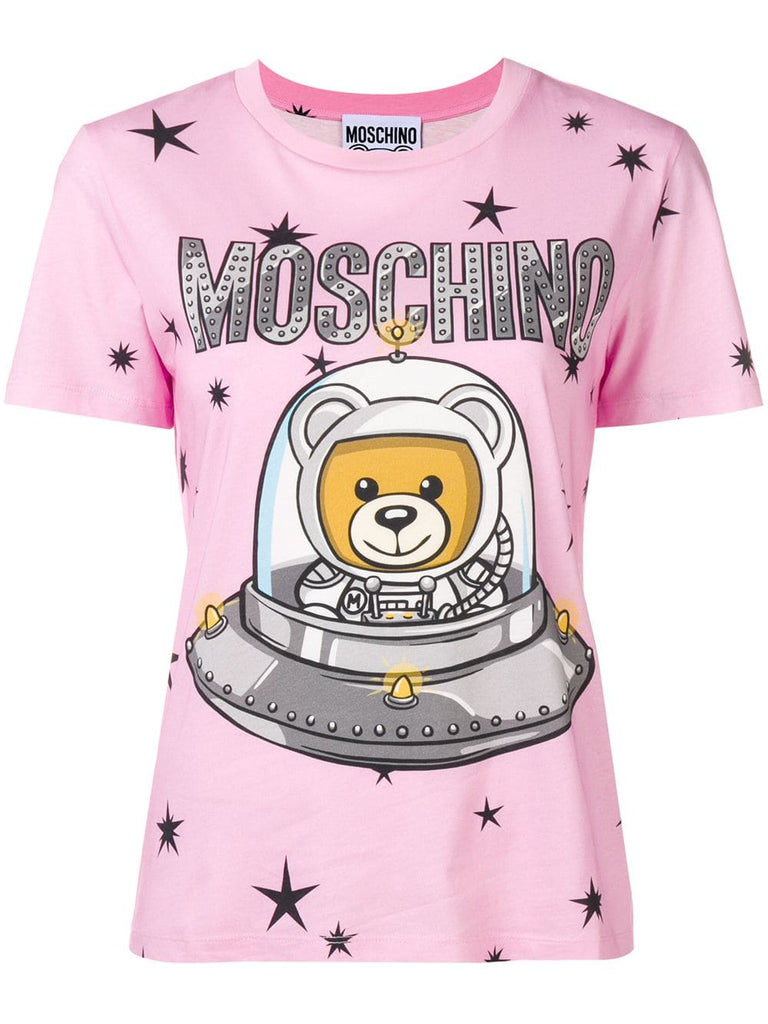 space teddy-print T-shirt