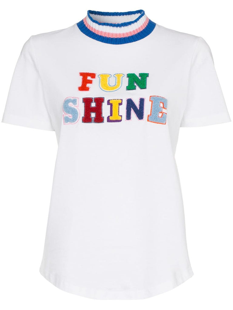 Funshine flocked applique striped cotton t-shirt