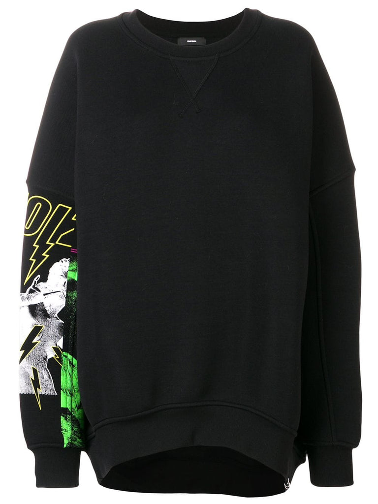 oversized printed sleeve sweatshirt