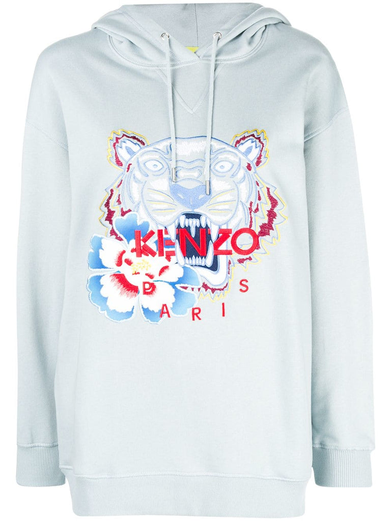 embroidered tiger logo hoodie