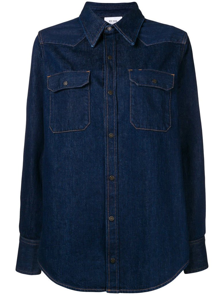 denim long-sleeve shirt