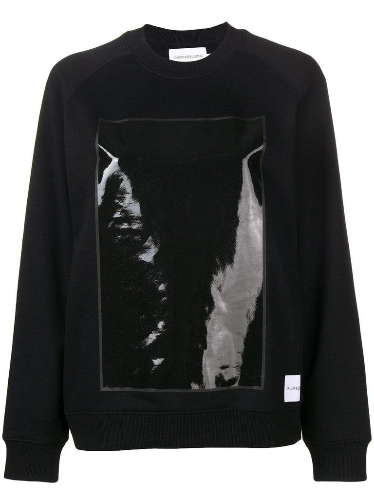 vinyl-panelled sweatshirt