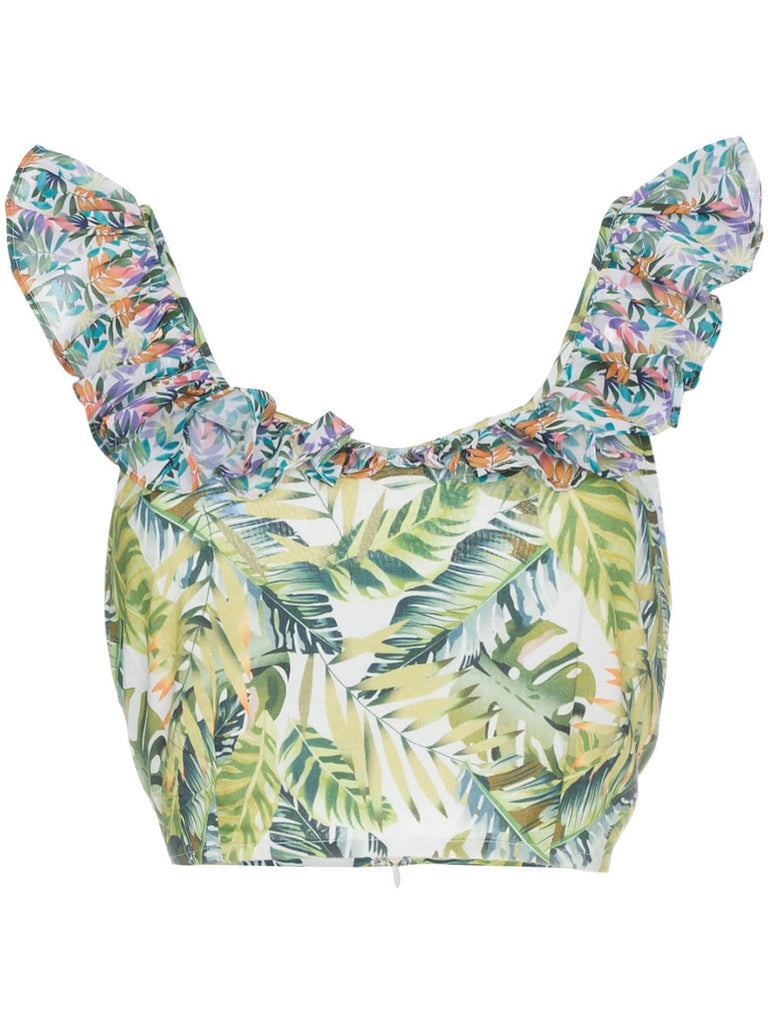 selina ruffle trim crop top