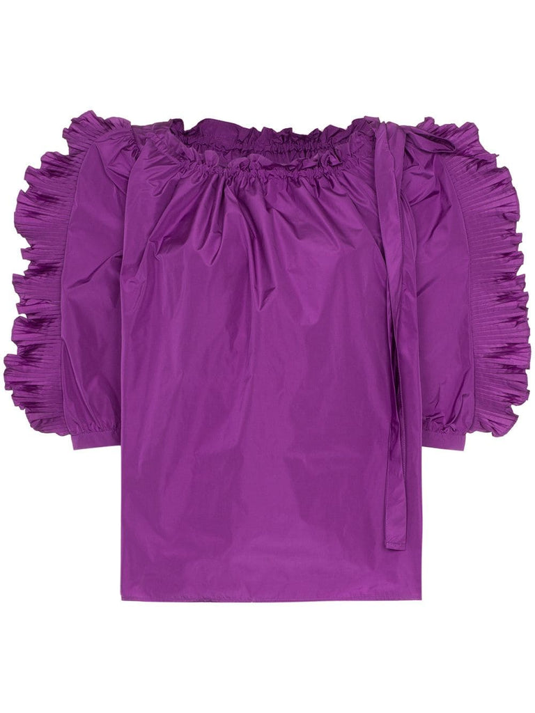 ruffle-trimmed taffeta top