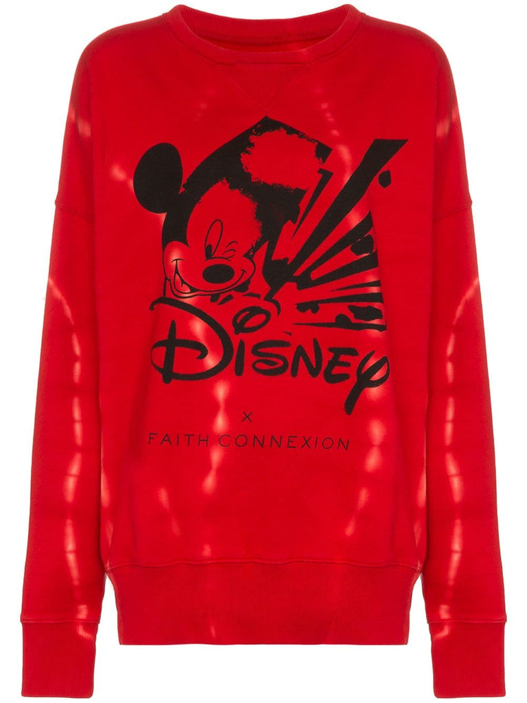 Mickey Long-Sleeved Cotton Red Sweatshirt