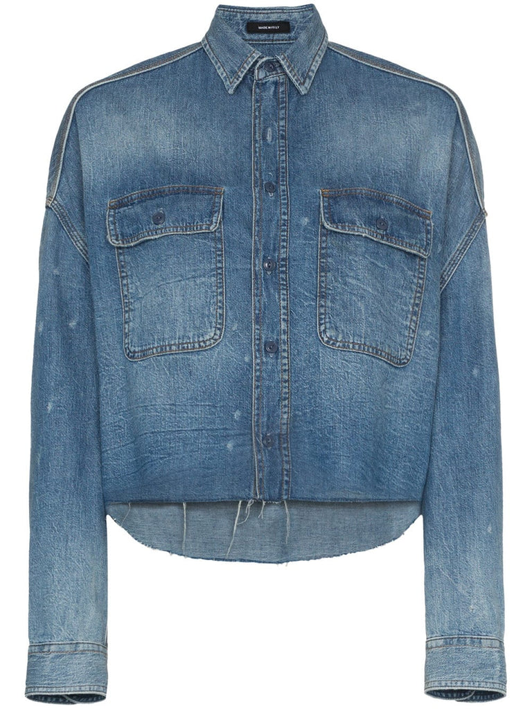 cropped denim shirt